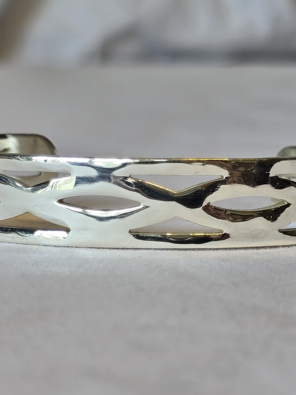 Rustic Cuff Wide Silver Tone Cutout Cuff Bracelet — Crisscross Open Weave Patter